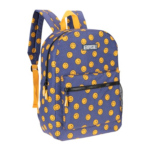 AEROPOSTALE Fieldtrip Unisex Backpack - AE Mens and Womens Bag for Everyday Use - Happy Days - color: Blue Smile