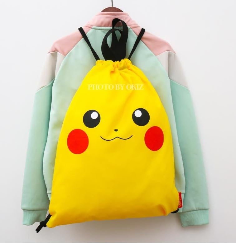 Pikachu Drawstring Backpack Gym Sackpack Travel Bag Multi Purpose Bag (Yellow) - color: Yellow