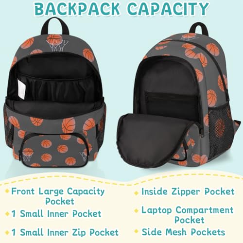 Basketball Laptop Backpack for Women Men, Gray Work Travel Computer Backpacks, 18.3 Inch Large Computer Nurse Teacher Bags Casual Daypack - color: Multicolor 14
