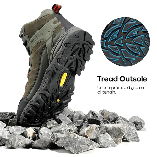 NORTIV 8 Men's Waterproof Lightweight Hiking Boots - color: Army Green, size: 9.5