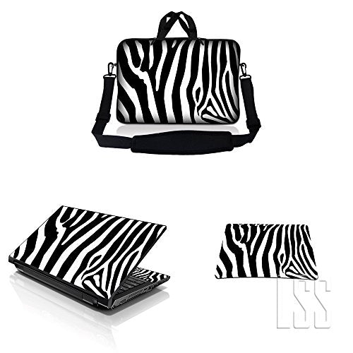LSS 15 15.6 inches Laptop & Messenger Crossbody Bag with Matching Laptop Skin Sticker & Mouse Pad Combo | Carrying Case for 14" 15" 15.6" or Smaller Size Notebook - Zebra Print - color: Zebra Print, size: 15 inch