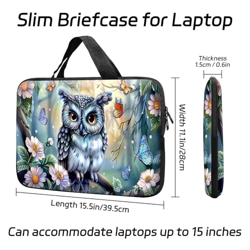 14 15 15.4 15.6 inch Laptop Handle Bag Computer Bag, Pouch Holder Notebook Sleeve Cover Soft Case Compatible for Dell,Lenovo,Toshiba HP, Asus Notebook-Cute owl - color: Cute owl
