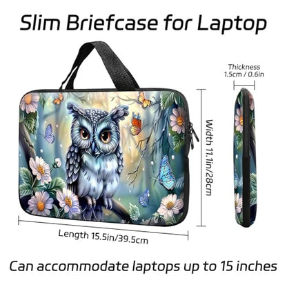 14 15 15.4 15.6 inch Laptop Handle Bag Computer Bag, Pouch Holder Notebook Sleeve Cover Soft Case Compatible for Dell,Lenovo,Toshiba HP, Asus Notebook-Cute owl - color: Cute owl