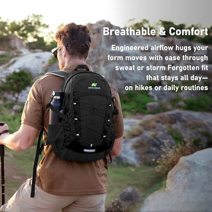 N NEVO RHINO Hiking Backpack 20L Water Resistant Outdoor Day Pack,Lightweight Travel Small Backpack for Men Women - color: Black