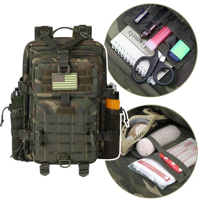 Hannibal Tactical 30L MOLLE Assault Pack, Tactical Backpack Military Army Camping Rucksack with Bottle Holder, 3-Day Pack, US Woodland - color: Us Woodland, size: 30L
