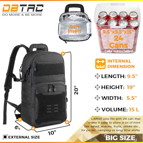 DBTAC Tactical Lunch Backpack, Large Lunch Cooler for Men Women | Backpack Coolers insulated for Work Picnic Travel (Charcoal Camo, 24-Cans) - color: Charcoal Camo
