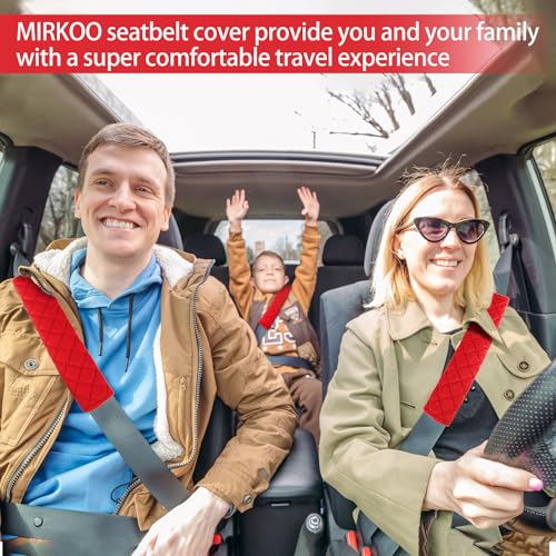 MIRKOO Car Seat Belt Cover Pad, 2-Pack Soft Car Safety Seat Belt Strap Shoulder Pad for Adults and Children, Suitable for Car Seat Belt, Backpack, Shoulder Bag, Laptop Computer Bag