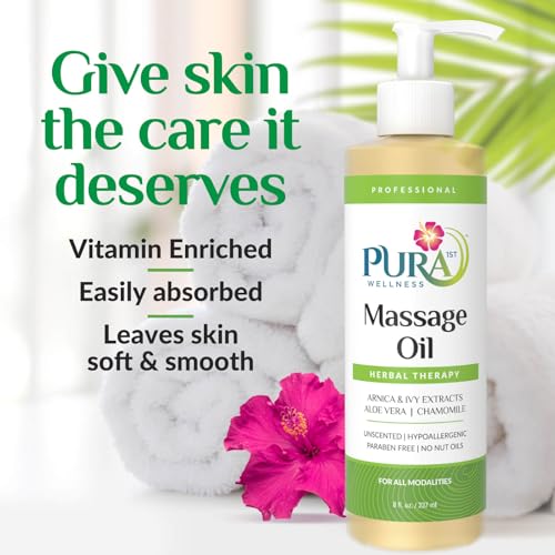 Herbal Therapy 8 Fl oz Massage Oil, Aloe Vera, Professional, Massage Therapy, Deep Tissue, Unscented, Hypoallergenic, Natural Ingredients, Skin Hydrating, Moisturizing, Muscle Relief - size: 8 Fl Oz (Pack of 1)