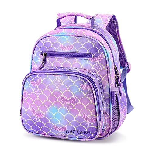 mibasies Toddler Backpack for Girls 2-4: Cute Kids Backpacks for Girls - Preschool Kindergarten Backpack - Mermaid Tail Purple - color: Mermaid Tail, style: Toddler-12"h(not Fit Folder)