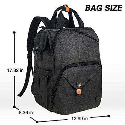Hap Tim Diaper Bag Backpack,Large Capacity Travel Back Pack Maternity Baby Nappy Changing Bags, Double Compartments with Stroller Straps,Waterproof,Black (US7340-DG) - color: Dark Grey
