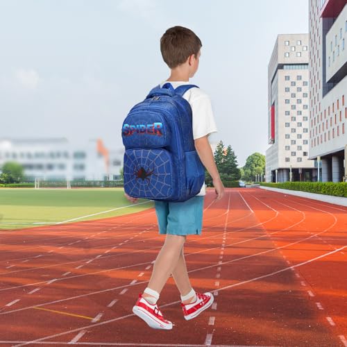 JIANYA School Backpack for Boys and Girls Elementary Children's School Bag Kids Backpack with Lunch Box - color: Letters/ Blue