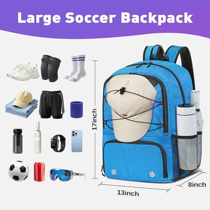 Soccer Backpack with Seperate Compartment, Water Resistant Sport Bags fit for Basketball, Volleyball, Football - color: Blue 2.0