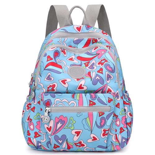 Mini Backpack Purse for Women, Stylish Daypack Shoulder Bag, Small Lightweight Daypack for Work Travle College (B- Heart Light Blue) - color: B- Heart Light Blue