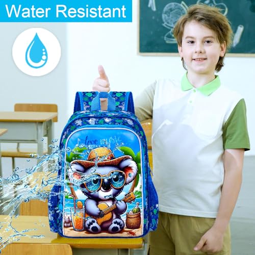 3Pcs Backpack for Boys, 16" Koala Kids Bookbag Set for Elementary Preschool Kindergarten, School Backpacks with Lunch Box(Blue) - color: Koala Blue