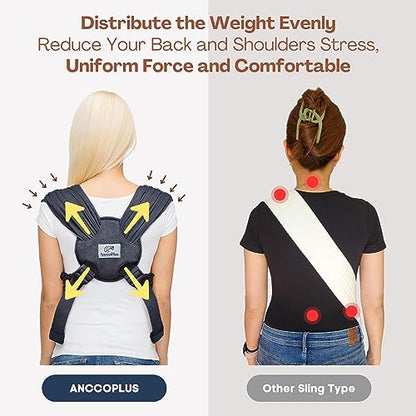 AnccoPlus Dog Carriers for Small Dogs, Front Facing Cat Carrier, Hands Free Dog Carrier, Size Adjustable Pet Carrier, Reducing Back Pain, Soft Cotton, Safe Small Dog Carrier (Plus, Charcoal Black) - color: Charcoal Black, size: Plus