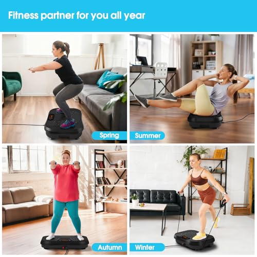 SoftGym Waver Vibration Plate Exercise Machine for Lymphatic Drainage Weight Loss,120 Speed Levels Vibrating Platform with Resistance Bands,Full-Body Workout Equipment for Muscle Activation - style: Slim- Dark Black