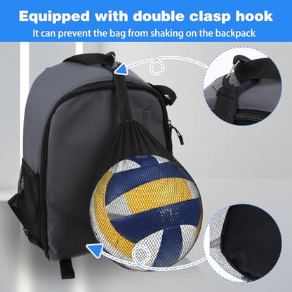 2Pcs Nylon Single Ball Bag, Lightweight Volleyball Ball Bag with Hook, Drawstring Sling Backpack for Soccer, Basketball, Football - color: Dark blue