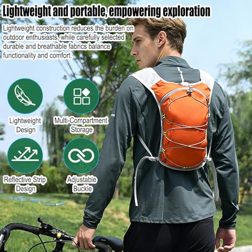 Travel Hiking Cycling Lightweight Backpack Adjustable shoulder straps, Running Hydration Vest for Outdoor Trail for Men Women-Orange
