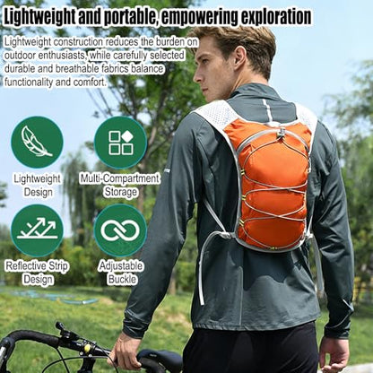 Travel Hiking Cycling Lightweight Backpack Adjustable shoulder straps, Running Hydration Vest for Outdoor Trail for Men Women-Orange