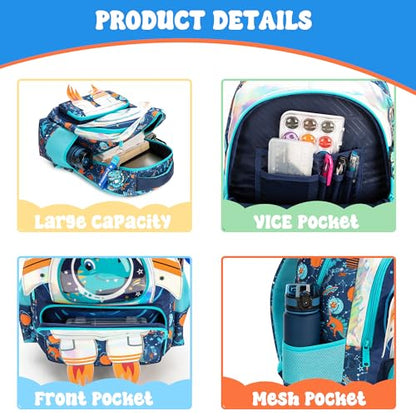 Meetbelify Kids School Backpacks for Girls Boys Backpack with Lunch Bag for Elmentary Students - color: 02 Blue