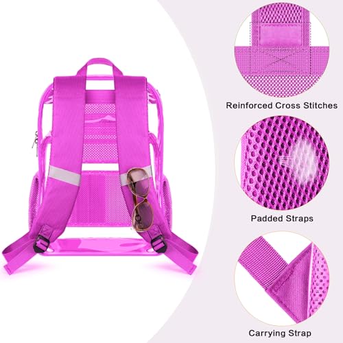 PAMANO Clear Backpack, Heavy Duty Transparent Reinforced Bottom See Through for College, Travel Work Security - color: Pink