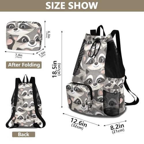 Drawstring Backpack Gym Sackpack With Water Bottle Pocket Dry Wet Separation