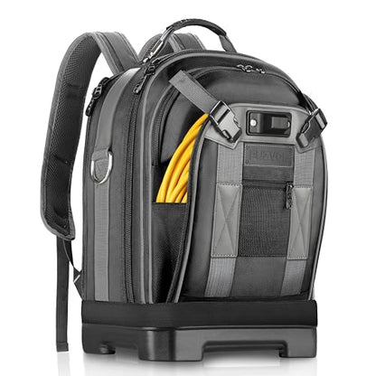 Heavy Duty Tool Backpack, 18-Inch Hard Shell Electrician Tool Bag, Full-Open Work Bag with Molded Base, Removable Tool Organizer, Laptop Compartment, HVAC Construction Backpack for Men, Grey - color: Grey