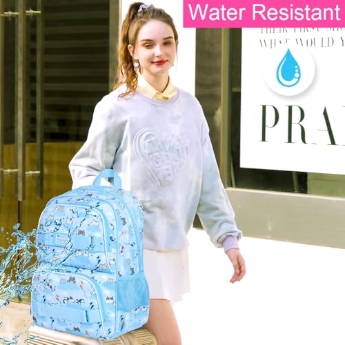 UFNDC Backpack for Girls, 17.5" Water Resistant Cat Galaxy Tie-Dye School Backpacks, Teens Bookbag for Women College Middle - color: Girls Backpack Cloud Cat Blue
