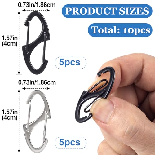 HINZIC 10pcs Anti Theft Zipper Locks, Dual Opening Theft Deterrent Clasps, Zipper Clips Replacement for Backpacks, Luggage, Clothing, Traveling Outdoor Sports- Black & Silver - color: 10pcs- Black & Silver
