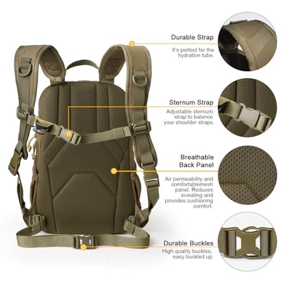 Mardingtop Small Tactical Backpack,Molle Hiking Backpack for Backpacking,Cycling and Biking,15L/25L Backpack - color: Khaki, size: 15L