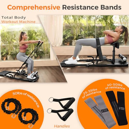 BODYRHYTHM Hip Thrust Machine with 2 Sets of Resistance Bands, Sissy Squat Machine, Squat Workout Machine & Glutes Workout Equipment, Bulgarian Split Squat Stand for Legged Lunges.