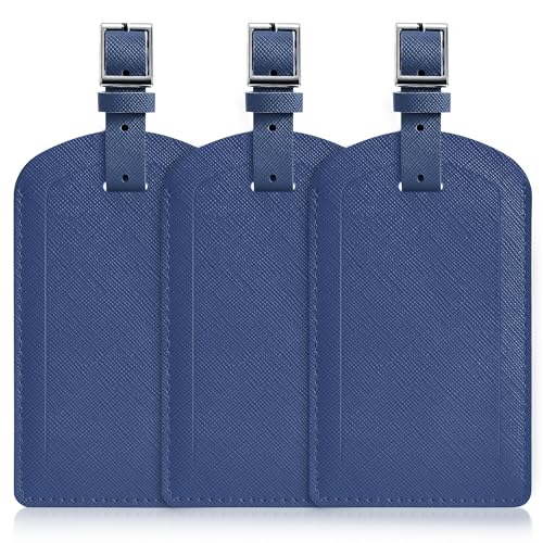 3 Pack Luggage Tags for Suitcases, TSA Approved Bag Tags, Baggage Tags with Privacy Protection, Travel Essentials Luggage Accessories, Navy Blue - color: Navy Blue
