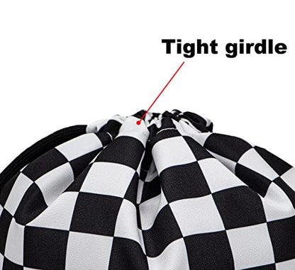 HOLYLUCK Drawstring Backpack Bag Sport Gym Sackpack - color: Black and White Grid