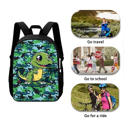 Dinosaur Camouflage Backpack for Boys Elementary Middle School Students Bookbag with Lunch Bag Pencil Case Water Bottle Holder Perfect for Student Back to School Supplies Gifts - color: Dinosaur Camouflage