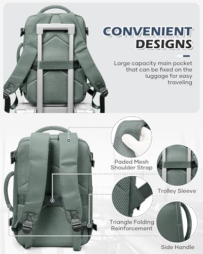 VGCUB Vacuum Backpack Travel with Pump, 40L Carry On Travel Backpack Flight Approved TSA, Vacuum Seal Compression Bags for Clothing, Waterproof Personal Item Bag for Women Men Dark green - color: A-dark Green With Vacuum Bag