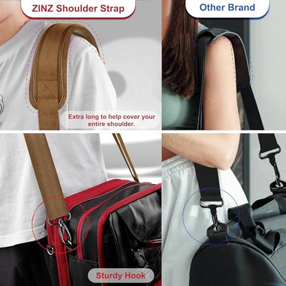 ZINZ 74" Shoulder Strap with Fixed Pad and Dual Balanced Buckles，Khaki - color: Khaki