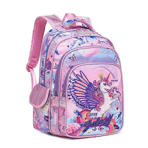 Unicorn Backpack for Girls School Backpack for Preschool Elementary, Cute School Bag Lightweight Purple 16 Inch - color: Sparkly Unicorn