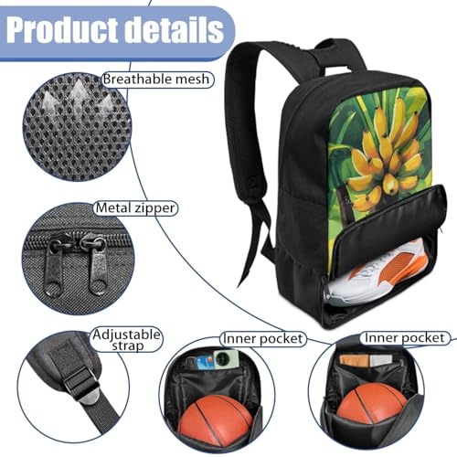 Basketball Backpack With Separate Ball Compartment And Shoes Fit Basketball Volleyball Football - color: Banana