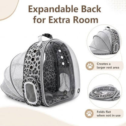 Expandable Cat Carrier Backpack with Bubble Window, Black and White - color: Black and White Animal