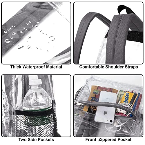 Trail maker Bulk Clear Backpacks Wholesale for School 24 Pack Clear Backpacks for Boys, Girls, School, Stadium, Travel (Grey Pack) - color: Grey Pack