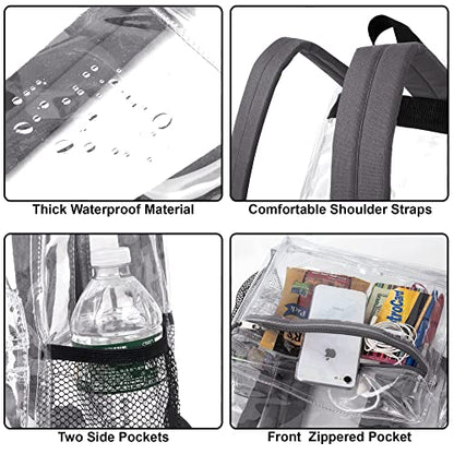 Trail maker Bulk Clear Backpacks Wholesale for School 24 Pack Clear Backpacks for Boys, Girls, School, Stadium, Travel (Grey Pack) - color: Grey Pack