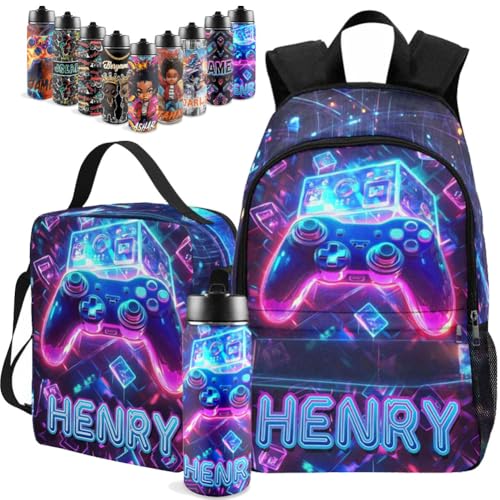 Personalized Backpack For Boys, Custom Backpacks For Kids, Game Backpack With Name, Customized Bookbag Set For Toddler Back to School Gift For Son Grandson - color: D11