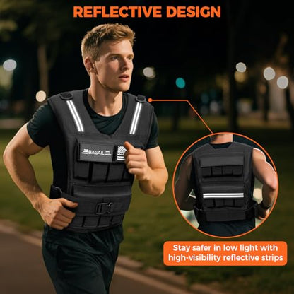 BAGAIL Weighted Vest Men, 20lb/30lb/40lb Adjustable Weight Vest for Woman with Removable Iron Weights, Women’s Rucking Vest for Walking, Workout, Running, Strength Training - size: 20 lb