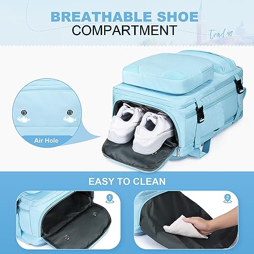 Maelstrom Travel Backpack for Men Women, 17.3" Laptop with Shoe Compartment - color: Blue, size: 17.3 inch upgraded with shoe compartment