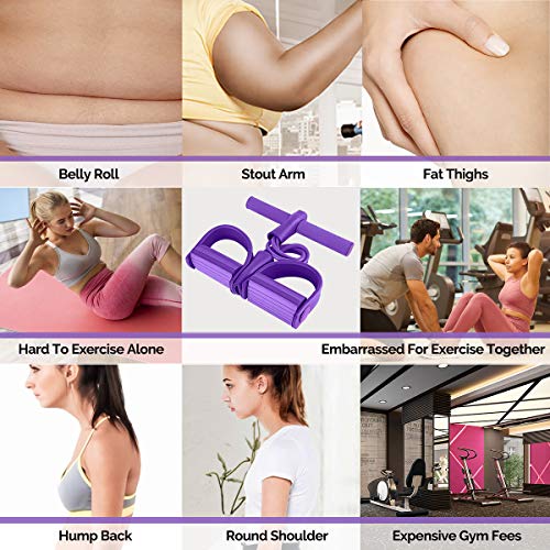 Pedal Resistance Band, Elastic sit up Bands , 4-Tube Pull Rope Multifunctional Tension Rope Body Trainer x Bodybuilding Equipment for Abdomen/Arm/Yoga Stretching Slim Training (Red)