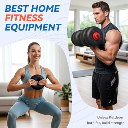 LIFERUN Adjustable Dumbbell Set, Soft PVC Coated, 45lbs/67lbs Free Weight Set Home Gym, 4-in-1 Used As Barbell, Dumbbells, Kettlebell, Weight Plates, Weights Dumbbells Set, Space Saving Fitness Exercise For Men/Women - color: Black, style: 67lb