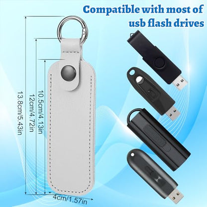 Ymapinc 1Pcs Leather USB Flash Drive Holder, PU Storage Case, Portable Carrying Pouch with Keychain for Travel - Gray - color: gray