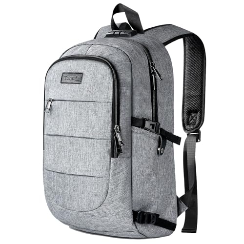 Tzowla Travel Laptop Backpack Water Resistant Anti-Theft Bag with Giant Tumbler Holder Pocket and Lock 15.6 Inch Computer Business Backpacks for Women Men Work College Gift,Casual Daypack(Grey) - color: A-gray, size: Standard 15.6inch