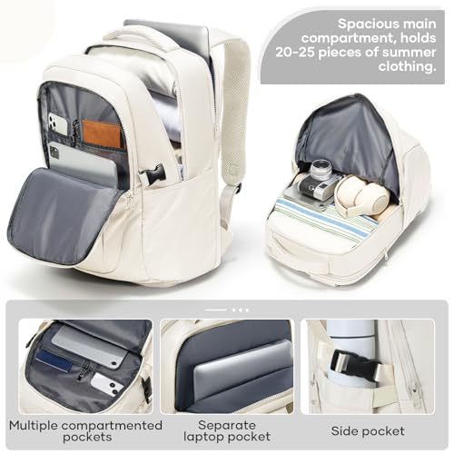 suwasp Large Travel Backpack for Women Men Mochila Airline Approved Carry On Personal Item Backpack Bag Frontier Airlines Personal Item Travel Bag Flight Approved Luggage Backpack - White - color: Beige, size: Large