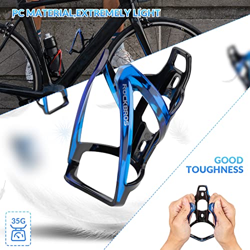 ROCKBROS Bike Water Bottle Holder Ultra-Light Bicycle Bottle Cages with Screws Tool, Universal Bike Cup Holder Rack for Road MTB Bikes… - color: Blue-Black, size: Standard